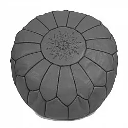 Pouf - Moroccan leather pouf (grey)