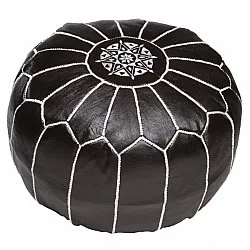 Pouf - Moroccan leather pouf (black/white)