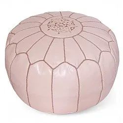 Pouf - Moroccan leather pouf (pinkish beige)