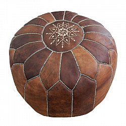 Pouf - Moroccan leather (brown)