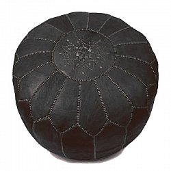 Pouf - Moroccan leather pouf (black)