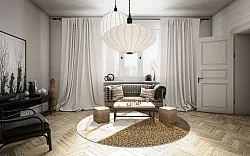 Round rug - Granada (brown/white/gold)