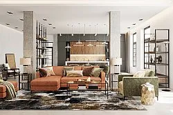 Wilton rug - Flores (black/brown/white)