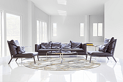 Round rug - Attika (grey/white/gold)