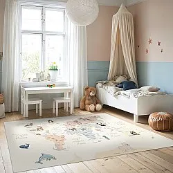 Childrens rugs - Animal Map (beige)