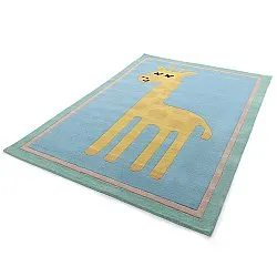 Children's Rug - Giraffe Hand Tufted Wool Premium (light blue/multi)