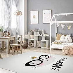 Childrens rugs - Reading Cat (white)