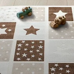 Children's Rug - Star Grid (cream/brown)
