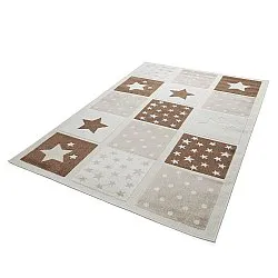 Children's Rug - Star Grid (cream/brown)