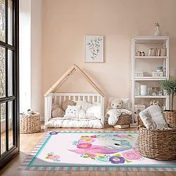 Childrens rugs - Unicorn Flowers (pink)