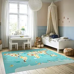 Childrens rugs - World Map (blue/multi)