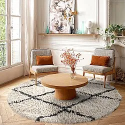 Round rug - Alcott Natural Cotton Shaggy (black/white)