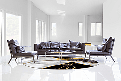 Round rug - Cassa (grey/black/gold)