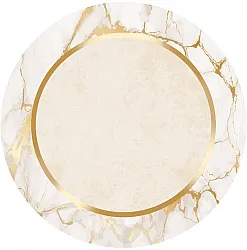 Round rug - Cerasia (beige/white/gold)