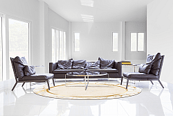 Round rug - Cerasia (beige/white/gold)