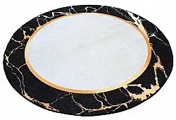 Round rug - Cerasia (black/white/gold)