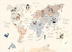 Childrens rugs - Animal Map (beige)