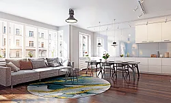 Round rug - Alvaro (blue/white/gold)