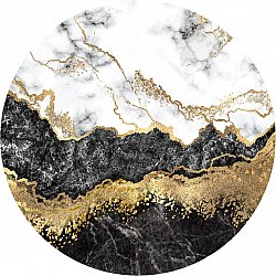 Round rug - Padova (black/white/gold)