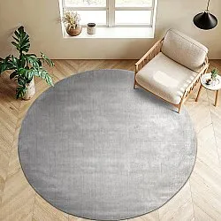 Round rug - Recycled PET with viscose look (grey)