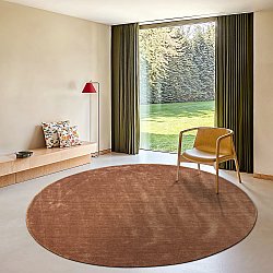 Round rug - Recycled PET with viscose look (brown)