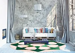 Round rug - Chia (green/beige)