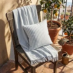 Throws - Rumi stripe cotton throw (light blue/navy/cream)