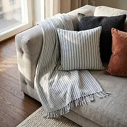 Throws - Rumi stripe cotton throw (light blue/navy/cream)