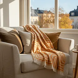 Throws - Wool blend throw - Melody (beige/orange)