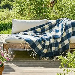 Throws - Plaid in wool mix - Phoebe (blue)