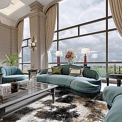 Wilton rug - Flores (black/brown/white)