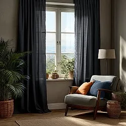 Curtains - Linen curtain Cosmina (black)