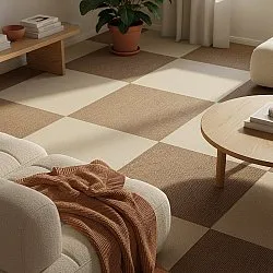 Wall-to-wall carpet - Almeria Carpet tiles 24 pcs (cream)