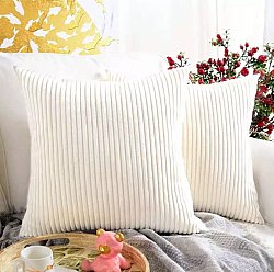 Cushion cover - Striped Velvet 50 x 50 cm (white)