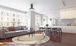 Round rug - Cerasia (beige/white/gold)