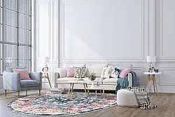 Round rug - Bouhjar (blue/pink/multi)