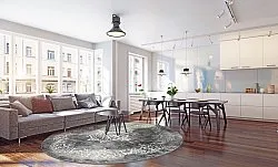 Round rug - Santi (dark grey/white)