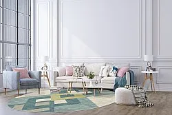 Round rug - Temara (blue/multi)