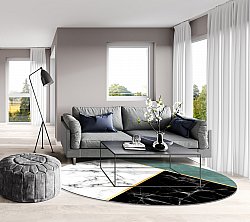 Round rug - Savino (black/white/green)
