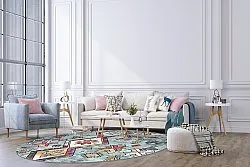 Round rug - Misare (blue/multi)