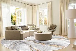 Round rug - Genova (grey/white/gold)