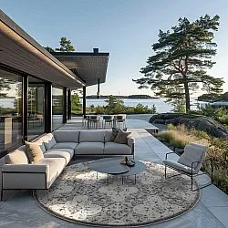 Round rug - Indoor/Outdoor Hampton (grey)
