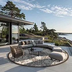 Round rug - Indoor/Outdoor Hampton (grey)