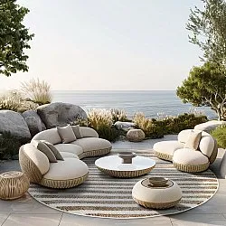 Round rug - Indoor/Outdoor Baldwin (cream/beige)