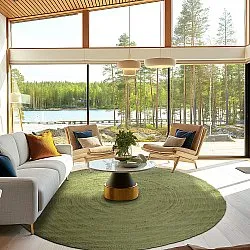 Round jute rug - Amasia (olive)