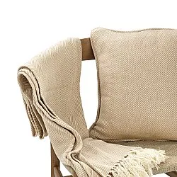 Cushion cover - Denisa Fishbone (beige/white)