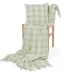 Cushion cover - Isela check cotton cushion cover (cream/light green)