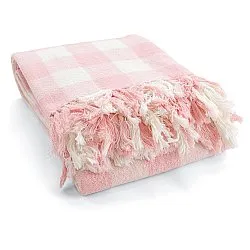 Throws - Isela check cotton throw (cream/pink)
