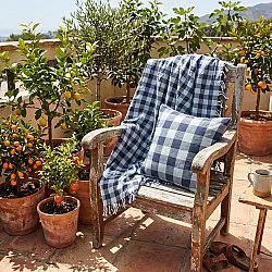 Throws - Isela check cotton throw (navy/light blue)