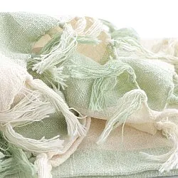 Throws - Kora stripe cotton throw (cream/light green)